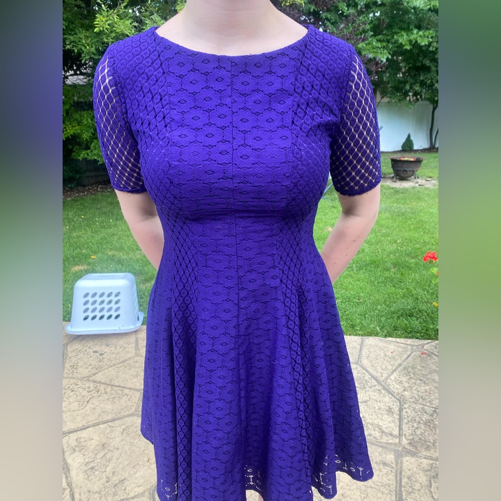 Purple lace Danny and Nicole knee length dress